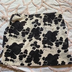 Fuzzy cow print skirt